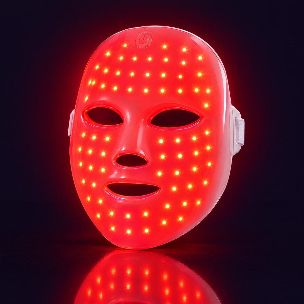LumaLull wireless LED face mask glowing red